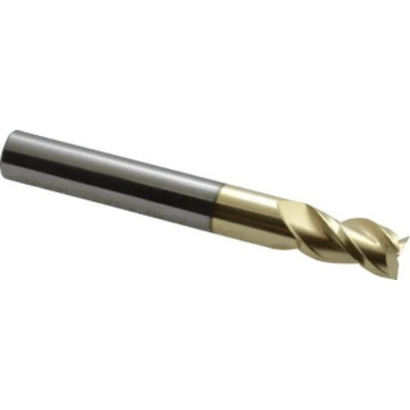PROMAX Tools 5/16, 1/2 LOC, 5/16 Shank Diam, 2-1/2 OAL, 3 Flute, Solid Carbide Square End Mill Single End, ZrN Finish...